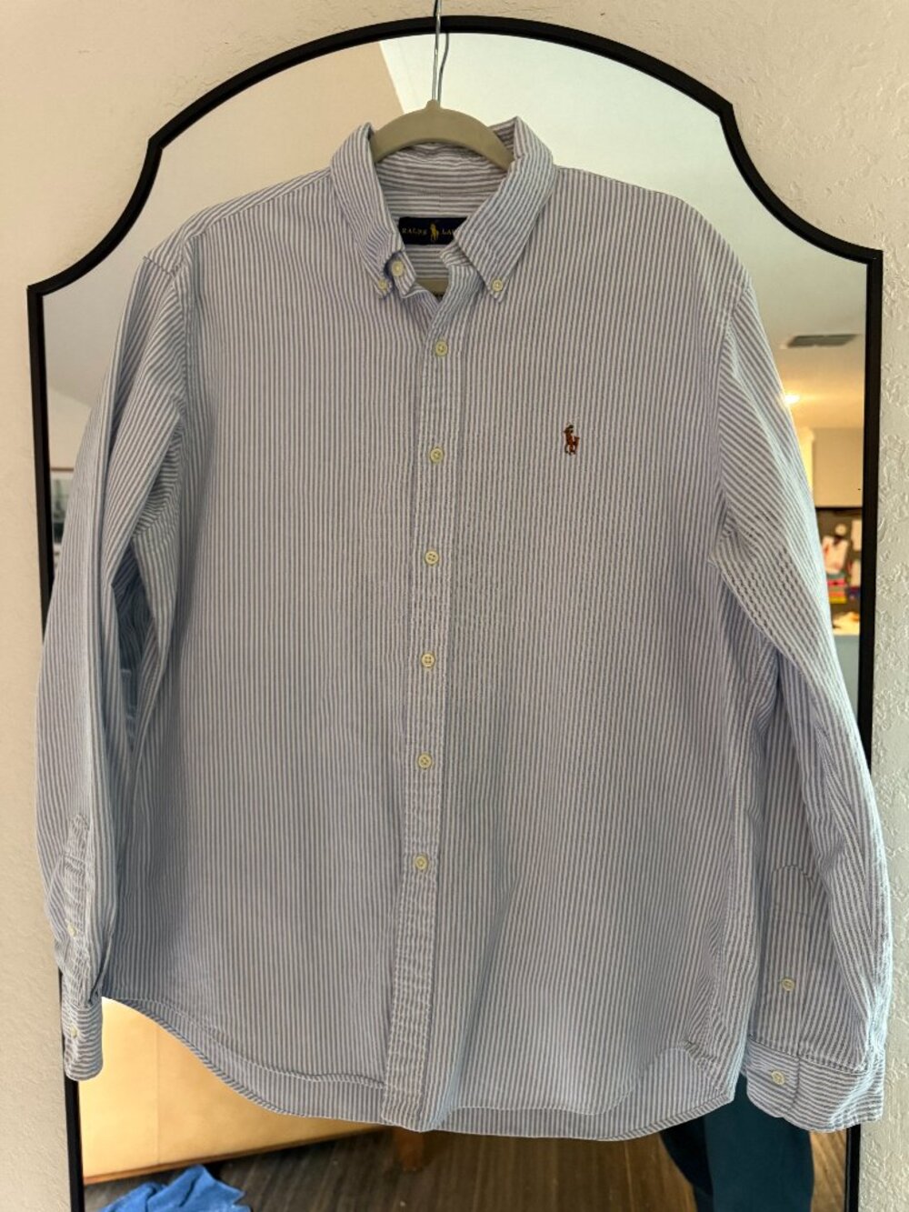 Ralph Lauren L/G Blue White Striped Oxford Button Down Shirt Multicolor Pony